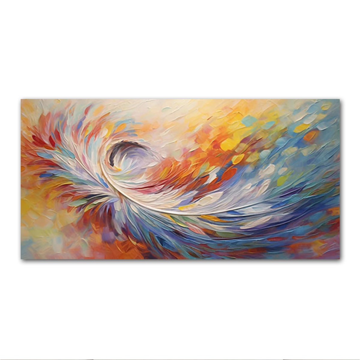 Abstract Colorful Feather II 3d Heavy Textured Partial Oil Painting